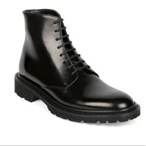 Saint Laurent Black Leather Combat Boots 38